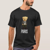 Cool Teddy Bear in Paris France Illustration Graph Tシャツ (正面)