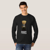 Cool Teddy Bear in Paris France Illustration Graph Tシャツ (正面フル)