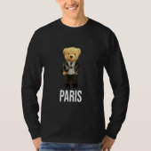 Cool Teddy Bear in Paris France Illustration Graph Tシャツ (正面)
