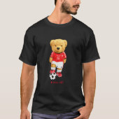Cool Teddy Bear Soccer Kick Off Style Illustration Tシャツ (正面)