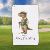 Cool Tee-Rex Golfer Dinosaur Signature Name ゴルフタオル