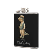 Cool Tee-Rex Golfer Dinosaur Signature Name フラスク (左)