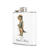 Cool Tee-Rex Golfer Dinosaur Signature Name フラスク (左)