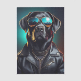 Cool Terrence, Black Lab in Leather Jacket Tissue 薄葉紙
