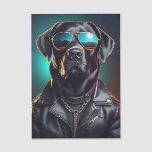 Cool Terrence, Black Lab in Leather Jacket Tissue 薄葉紙 (正面)