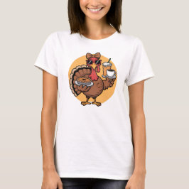 Cool Thanksgiving Turkey with Pie and Coffee  Tシャツ