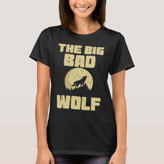Cool The Big Wolf Howling Moon Fairy Tale Readers Tシャツ (正面)