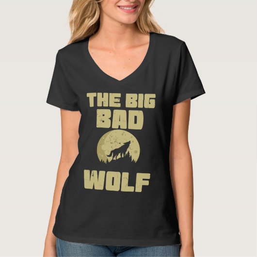 Cool The Big Wolf Howling Moon Fairy Tale Readers Tシャツ (正面)