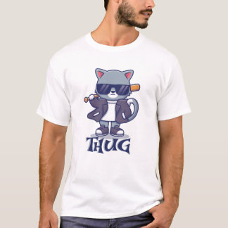 Cool thug cat life  tシャツ