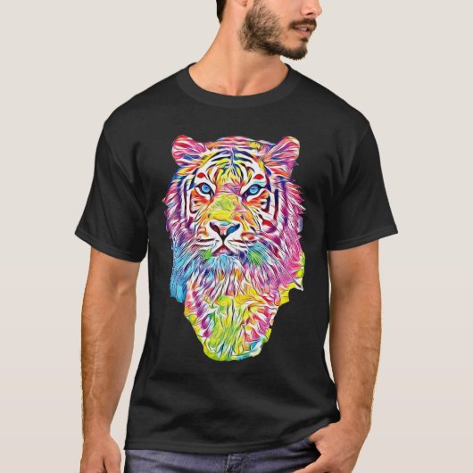 Cool tiger in rainbow colors tシャツ (正面)