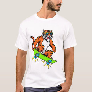 Cool Tiger on Skateboard – Retro Street Style Cart Tシャツ