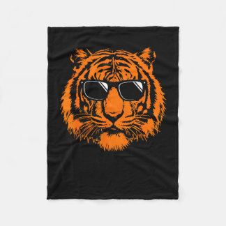 Cool Tiger Sunglasses Graphic Wild Animal Design フリースブランケット