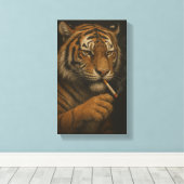 Cool Tiger with a Cigarette キャンバスプリント (インサイチュ (ウッドフロア))