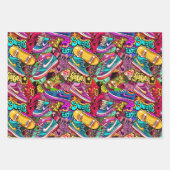 Cool tiled pattern comic graffiti teen  ラッピングペーパーシート (正面)