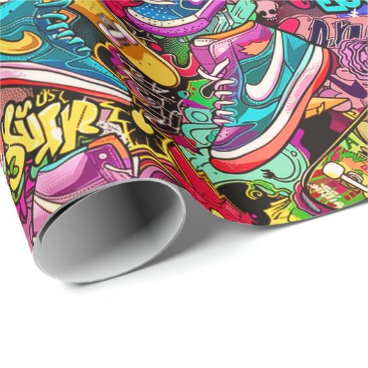 Cool tiled pattern comic graffiti teen  ラッピングペーパー (ロールコーナー)