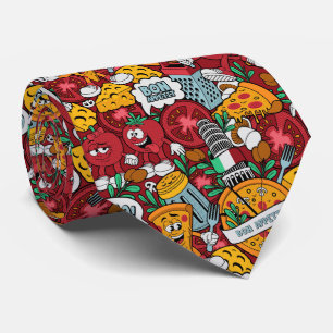 cool tiled pizza food pattern ネクタイ