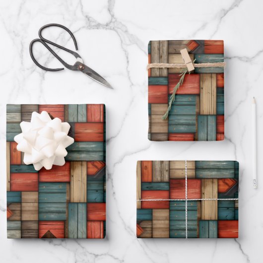 Cool tiled retro Western pattern ラッピングペーパーシート (正面)