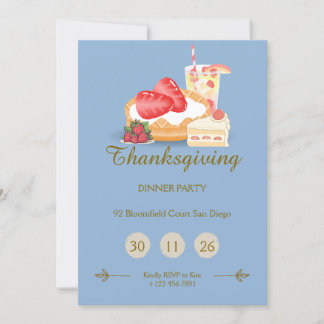 Cool Tone Thanksgiving Invitation | Dinner Party  招待状