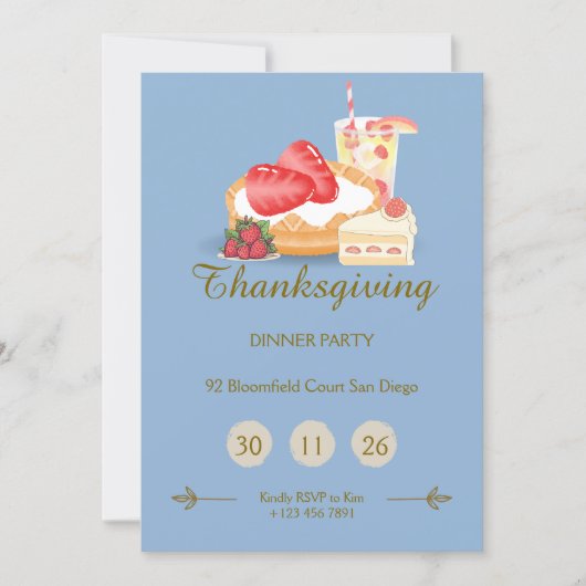 Cool Tone Thanksgiving Invitation | Dinner Party  招待状 (正面)