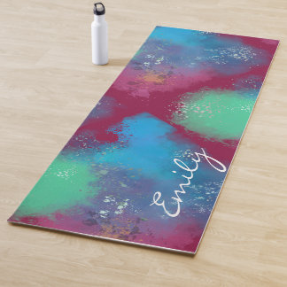 Cool Tones Abstract Oil Paint Gradient Leggings ヨガマット