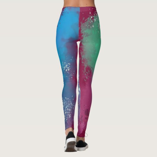 Cool Tones Abstract Oil Paint Gradient Leggings レギンス (裏面)