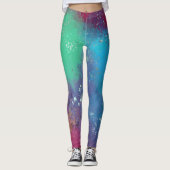 Cool Tones Abstract Oil Paint Gradient Leggings レギンス (正面)