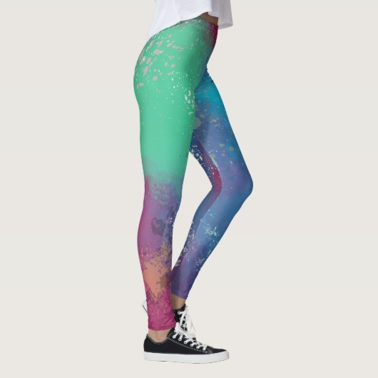 Cool Tones Abstract Oil Paint Gradient Leggings レギンス (右)