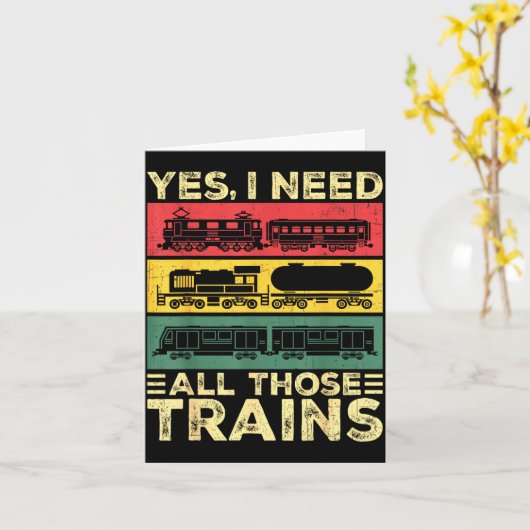 Cool Train Model Funny Train Railroad  カード (黄色い花)