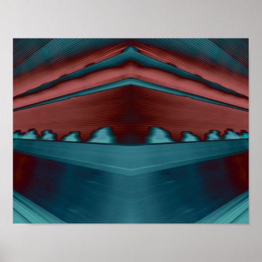 Cool, trendy futuristic artwork in red and blue ポスター (正面)