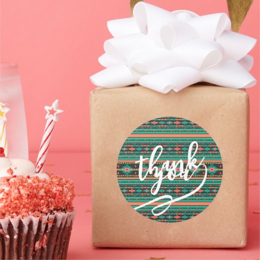 Cool tribal ethnic geometric pattern ラウンドシール (パーティー)