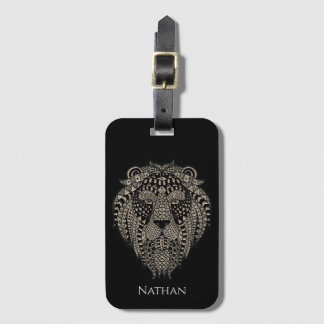 Cool Tribal Metallic Lion Head Personalised ラゲッジタグ