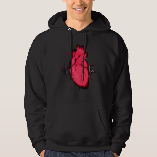 Cool Trippy Anatomical Heart for Doctors & Synthwa パーカ (正面)