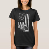 Cool Trucker For Men Dad Semi Truck Driver US Flag Tシャツ (正面)