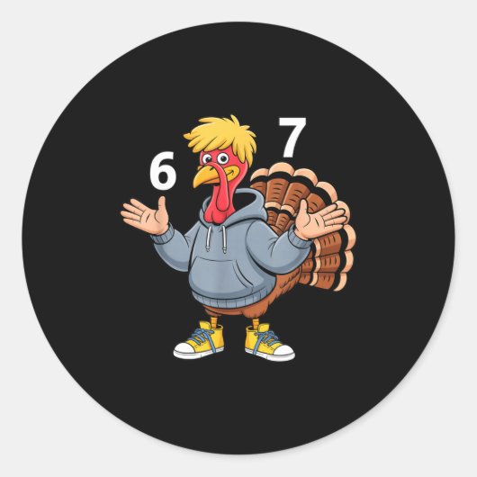 Cool Turkey 67 Funny Hip Hop Hoodie 67 Thanksgivin ラウンドシール (正面)