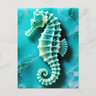 Cool Turquoise Seahorse ポストカード