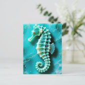 Cool Turquoise Seahorse ポストカード (スタンド正面)