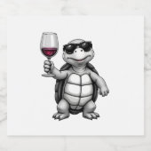 cool turtle drinking red wine art print_1 (1) スパークリングワインラベル (シングルラベル)