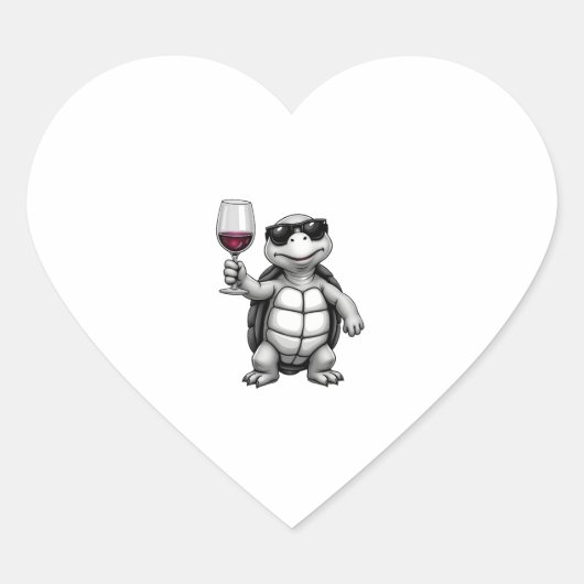 cool turtle drinking red wine art print_1 (1) ハートシール (正面)
