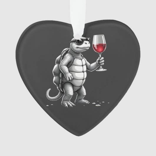 cool turtle drinking red wine art print_1 (2) オーナメント (正面)