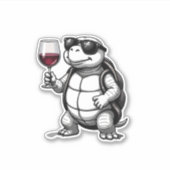cool turtle drinking red wine art print_1 (2) シール (正面)