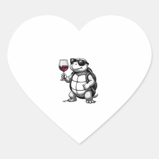 cool turtle drinking red wine art print_1 (2) ハートシール (正面)