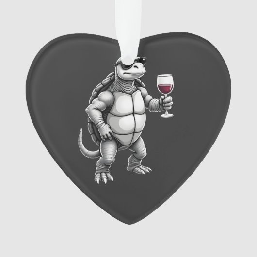 cool turtle drinking red wine art print_1 (3) オーナメント (正面)