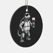 cool turtle drinking red wine art print_1 (3) セラミックオーナメント (右)