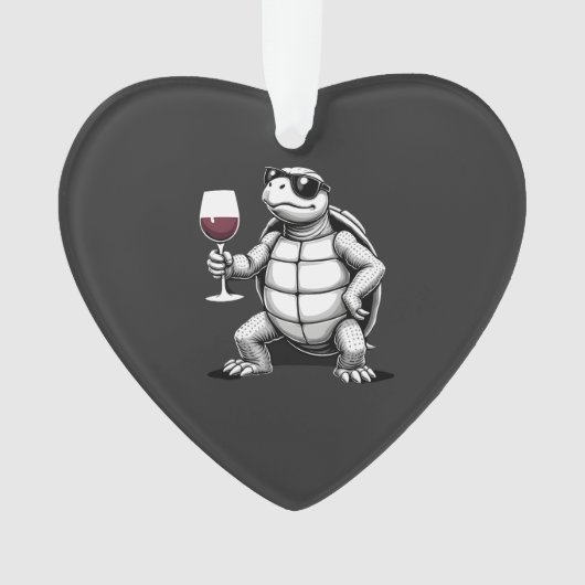 cool turtle drinking red wine art print_1 (4) オーナメント (正面)