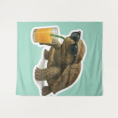 Cool Turtle Sipping Juice Sticker タペストリー (正面(横))