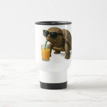 Cool Turtle Sipping Juice Sticker