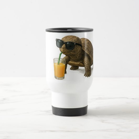 Cool Turtle Sipping Juice Sticker トラベルマグ (中央)