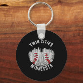 Cool Twin Cities Minnesota Mn Baseball Skyline St キーホルダー (正面)