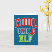 Cool Uncle Elf Christmas Family Matching Group Xma カード (黄色い花)
