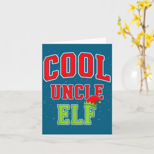 Cool Uncle Elf Christmas Family Matching Group Xma カード (黄色い花)